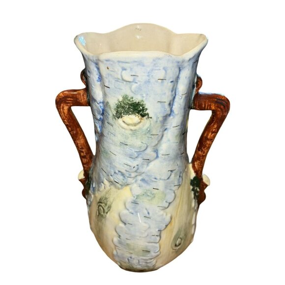 Antique Majolica Birch Tree Vase with applied Pears and Leaves 11 - Picture 5 of 16